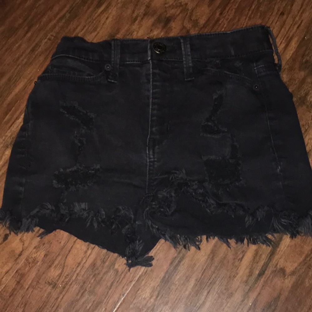 Black ripped jean shorts